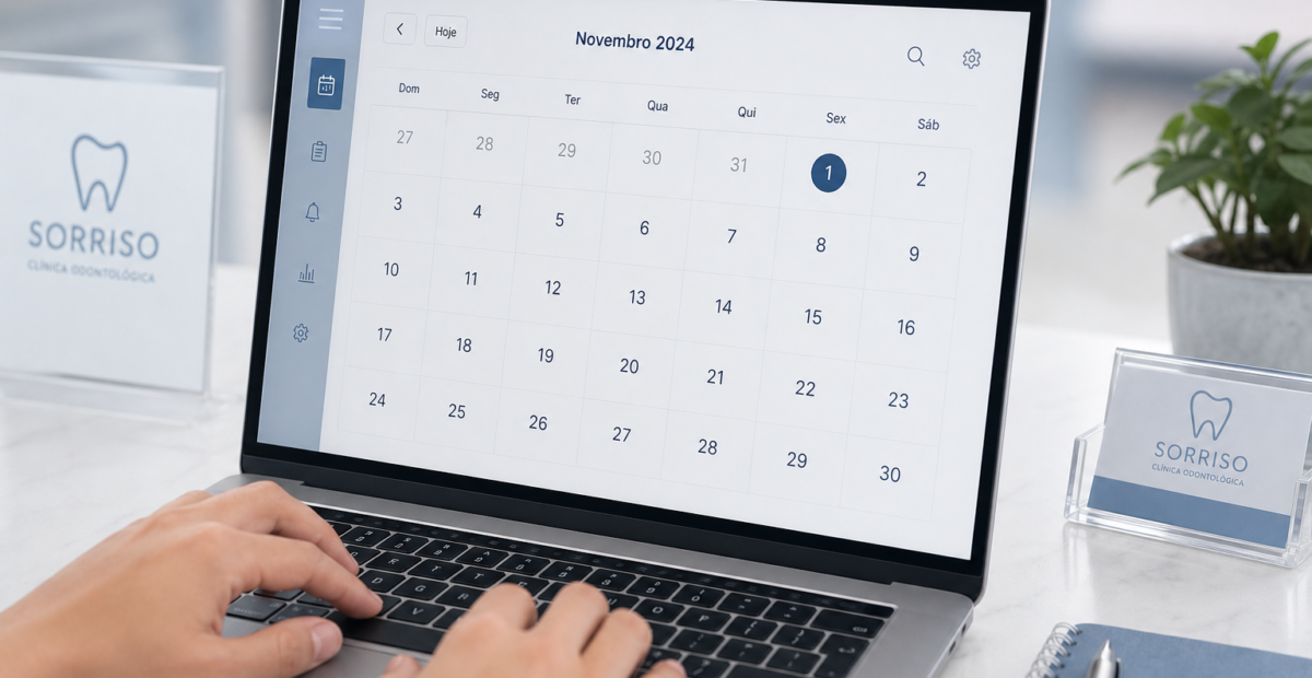 Calendário digital destacando novembro de 2026, prazo da nova obrigatoriedade da NFS-e Nacional para clínicas do Simples Nacional